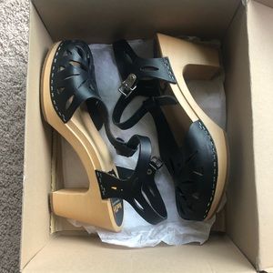 Swedish Hasbeens Lacy Super High Black Pump